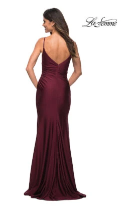 La Femme Tight Long Formal Prom Dress With Train -SIMPLY DRESS SALE dark berry dress LF 22 30095 b