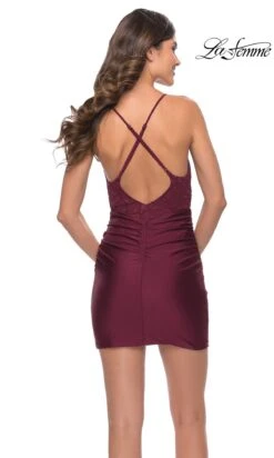 Sheer Lace-Bodice Black Cocktail Dress -SIMPLY DRESS SALE dark berry homecoming dress 8 30916 1