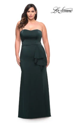 La Femme Long Strapless Plus-Size Formal Gown -SIMPLY DRESS SALE dark emera dress LF 22 P29664 c