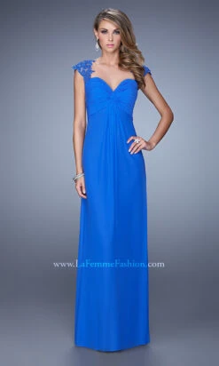 Open-Back Empire-Waist Long La Femme Prom Dress -SIMPLY DRESS SALE electric b dress LF 20844 a