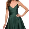 La Femme Short Satin Semi-Formal Dress With Corset -SIMPLY DRESS SALE emerald dress LF 29242 a