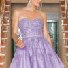 Beaded-Waist Strapless Short Party Dress -SIMPLY DRESS SALE lilac dress DQ 21 3271 a
