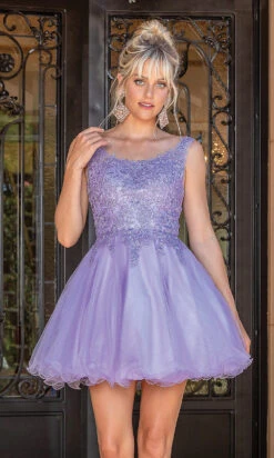 Babydoll Sleeveless Embroidered Short Prom Dress -SIMPLY DRESS SALE lilac dress DQ 21 3304 a