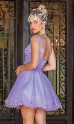 Babydoll Sleeveless Embroidered Short Prom Dress -SIMPLY DRESS SALE lilac dress DQ 21 3304 b