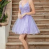 Beaded-Bodice Short Baby Doll Party Dress -SIMPLY DRESS SALE lilac dress DQ 22 3316 a