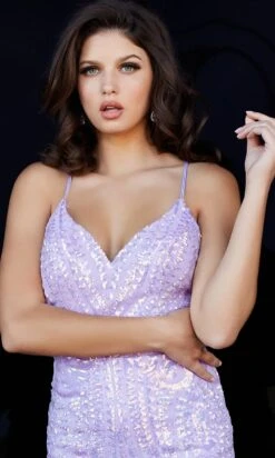 Purple Sequin JVN By Jovani Short Homecoming Dress -SIMPLY DRESS SALE lilac dress JO JVN 22 JVN05759 c