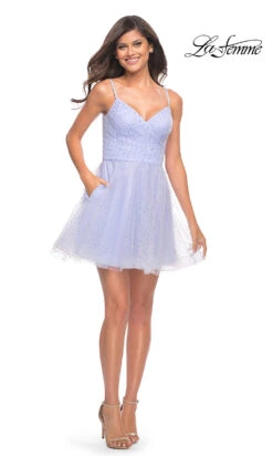 Short Navy Blue Homecoming Dress With Rhinestones -SIMPLY DRESS SALE lilac mist dress LF 21 29336 a