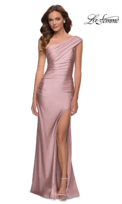 Sleek One-Shoulder Long La Femme Formal Prom Dress