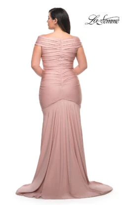 La Femme Off-Shoulder Long Plus-Size Prom Dress -SIMPLY DRESS SALE mauve dress LF 22 P29132 b