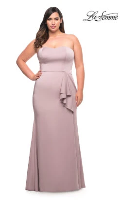 La Femme Long Strapless Plus-Size Formal Gown -SIMPLY DRESS SALE mauve dress LF 22 P29664 c
