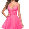 Neon Pink Short La Femme Homecoming Dress