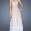 Floor Length La Femme Formal Dress -SIMPLY DRESS SALE nude dress LF 20404 a