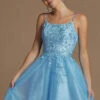 Embroidered A-Line Short Corset-Back Hoco Dress -SIMPLY DRESS SALE powder blu dress NA 21 T718 a
