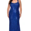 X-Back Long Sequin Plus-Size La Femme Prom Dress 2 X-Back Long Sequin Plus-Size La Femme Prom Dress -SIMPLY DRESS SALE royal blue dress LF 21 P28842 a