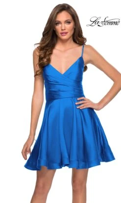La Femme Short Satin Semi-Formal Dress With Corset 16 La Femme Short Satin Semi-Formal Dress With Corset -SIMPLY DRESS SALE royal blue homecoming dress 8 29242