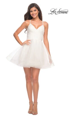 La Femme Short Fit-and-Flare Homecoming Dress -SIMPLY DRESS SALE white dress LF 21 29364 a