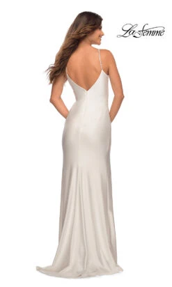 La Femme Simple Long Prom Dress With Beaded Straps -SIMPLY DRESS SALE white dress LF 22 30435 b