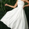 One-Shoulder Midi Semi-Formal Dress -SIMPLY DRESS SALE white dress NA 22 JE931 a