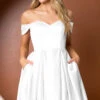 Off-Shoulder Short Homecoming Dress With Pockets -SIMPLY DRESS SALE white dress NA 22 R773 a